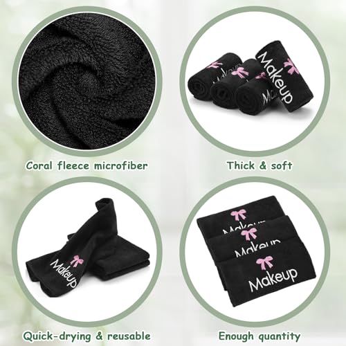 20 Pack Microfiber Makeup Towels - Face Washcloths with Pink Bow
