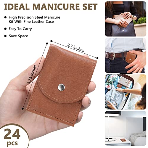 Lasnten 24-Piece Manicure & Pedicure Nail Clipper Set - Brown, 4-in-1