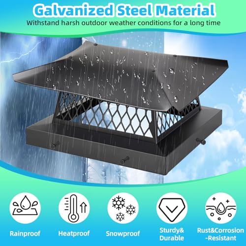 13x13 Galvanized Steel Chimney Cap with Mesh Screen for Outdoor Flues