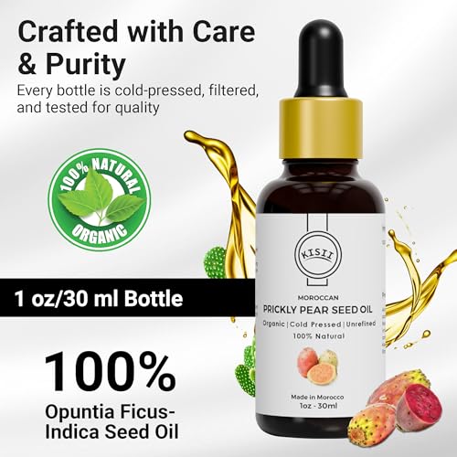 Premium Moroccan Prickly Pear Seed Oil ? Cold-Pressed, Organic Oil for Face and Hair Care, Multi-Vitamin Rich, Carefully Sourced from Morocco ? 1 fl oz