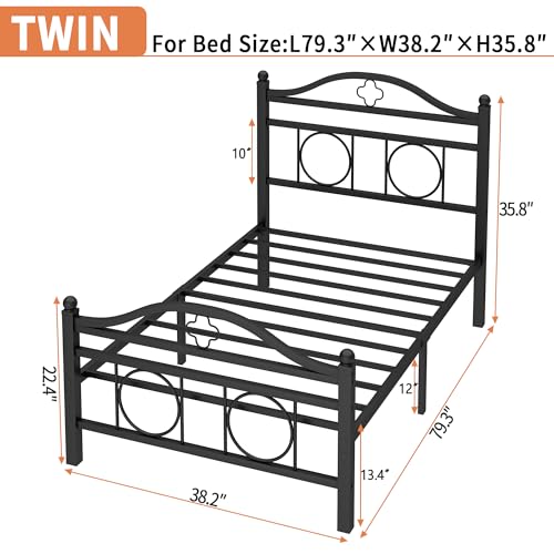 Twin Metal Bed Frame with Storage - Black - Strong & Modern Design