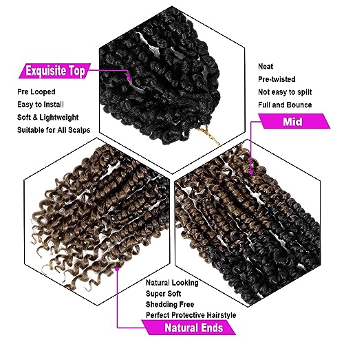 10 Inch Crochet Passion Twist Hair Pre Looped - Short Style, Pack of 8