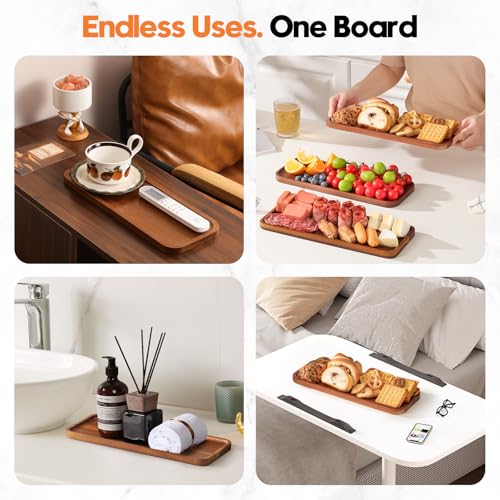 10 Pack Small Wooden Charcuterie Boards - 14 x 5.5 Inch Acacia Serving Trays