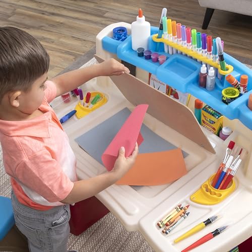 Kids Art & Craft Desk with Chair Set, Toddler Activity Table, Durable Plastic