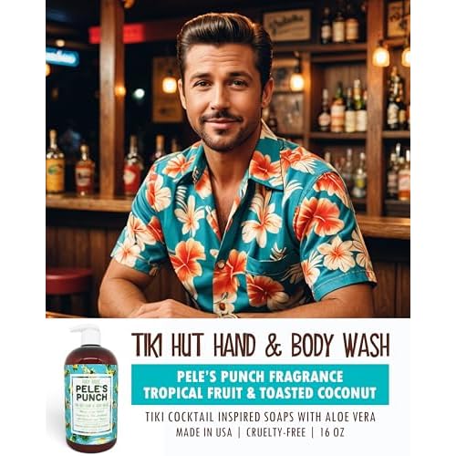 FURY BROS. Tiki Hut Hand & Body Wash Pele¡¯s Punch | Tropical Fruit & Toasted Coconut | Natural Ingredients | Made in USA | Inspired by Tiki Cocktail Recipes | Cruelty-Free | 16 oz