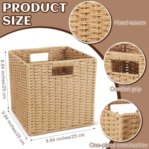 6 Pcs Wicker Storage Baskets 9.8x9.8 in Cube Organizer for Shelves, Laundry & Home Decor