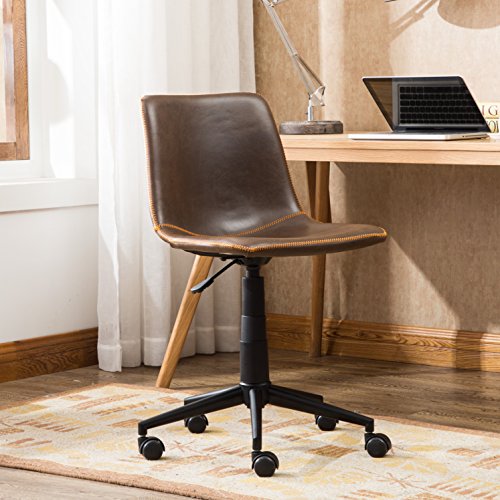Roundhill Furniture Cesena Faux Leather Swivel Office Chair - Brown