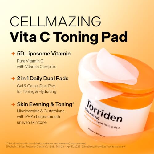 Exfoliating Vitamin C Toning Pads for Radiant Skin - 70 Count