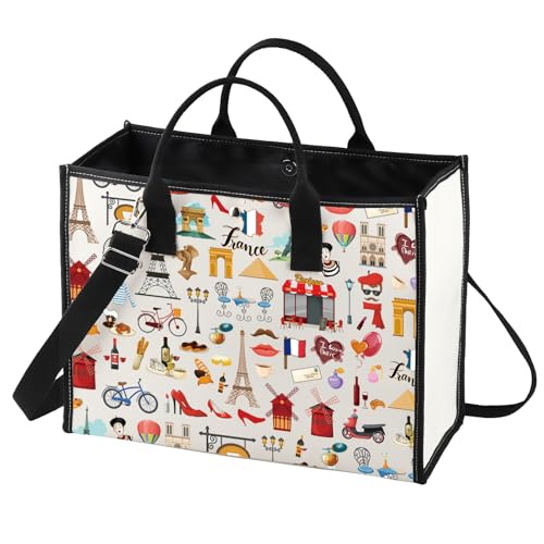 LEVLO France Travel Culture French Theme Pouch Bag Paris Landmarks Souvenir Gift (France LT)