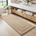 DEXI Beige Bathroom Runner Rug 72x24 Non-Slip Microfiber Bath Mat
