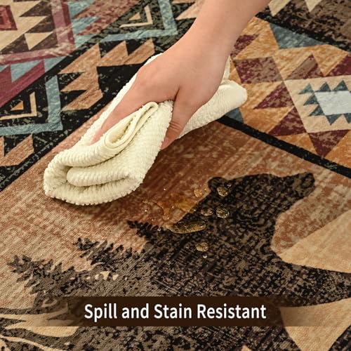 HOMORE Rustic Cabin Area Rug 6x9 Brown - Western & Southwestern Style, Non-Slip, Machine Washable