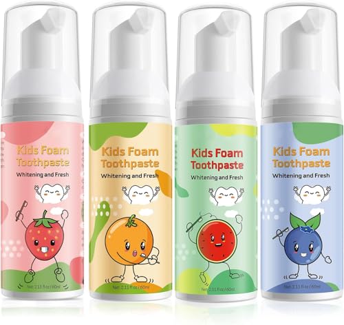 Kids Foam Toothpaste with 4 Fruity Flavors for U-Shape Toothbrushes - Toddler Oral Care