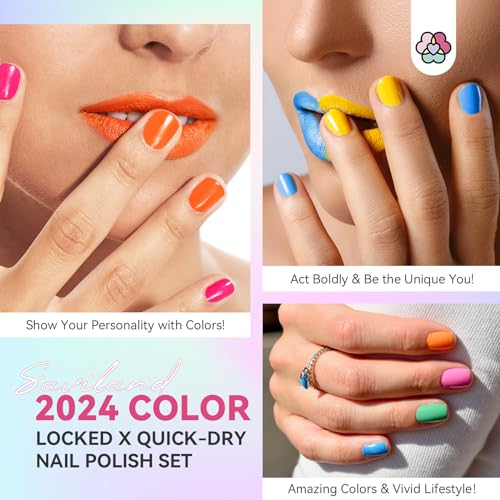 Neon Nail Polish Set 14 Colors Fast Dry Non-Gel Manicure with Base & Top Coat