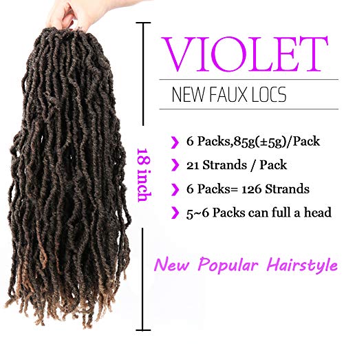 Faux Locs Crochet Hair 18 Inch T1B/27 Soft Locs Synthetic Extensions for Women - 6 Packs