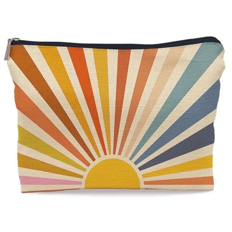 Boho Makeup Bag, Boho Sunshine Cosmetic Bags for Women, Boho Gifts for Women, Retro Small Makeup Cosmetic Bag for Purse