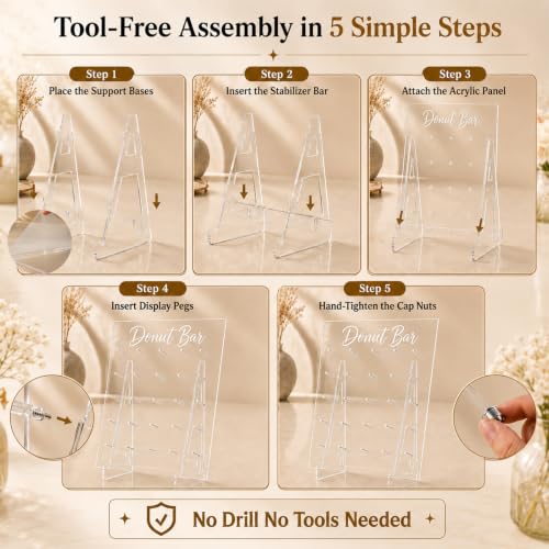 Acrylic Donut Wall Display Stand for Events and Dessert Tables - 26 x 22 in