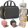 Travel Toiletry Bag for Women - Waterproof Hanging Organizer, Medium Black