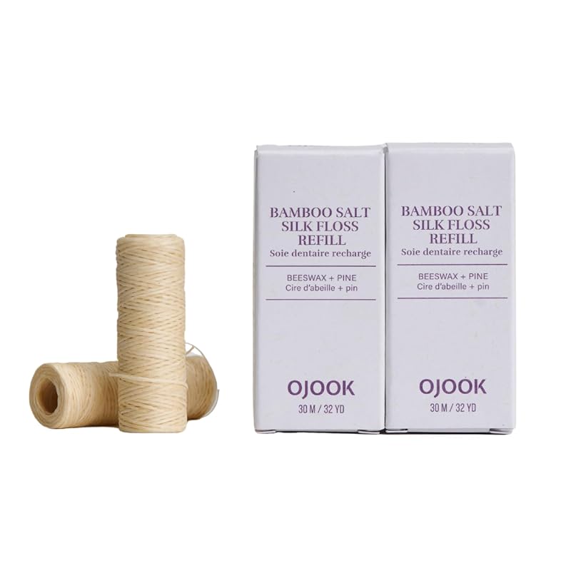 Dental Floss Refills - Bamboo Salt Silk with Beeswax, 64 yd Total, Pine Flavor, 2 Spools