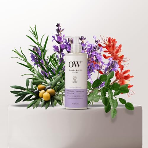 Organic Works Daily Hydration Hand and Body Lotion - Enriched with Vitamin E, Cocoa Butter Lotion for Skin Hydration - Lavender - 10.14 oz
