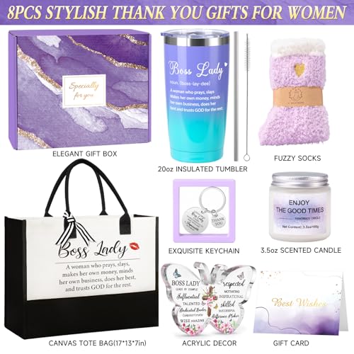 Thank You Gifts for Women Gift Set with Tote Bag Tumbler - Boss, Birthday, Christmas Appreciation