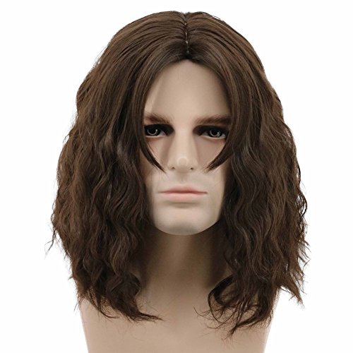 Men's Fluffy Short Curly Brown Wig 61cm Cosplay Halloween Party