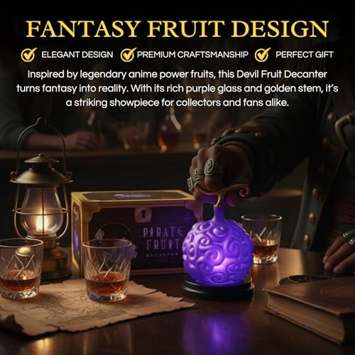 Anime Devil Crystal Decanter with Mahogany Base - Fantasy Liquor Bottle - Variation of Devil
