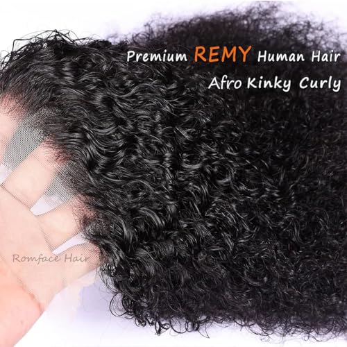 16 Inch Human Hair Lace Front Wigs Afro Kinky Curly 13x6 HD Glueless Wig - Natural Look