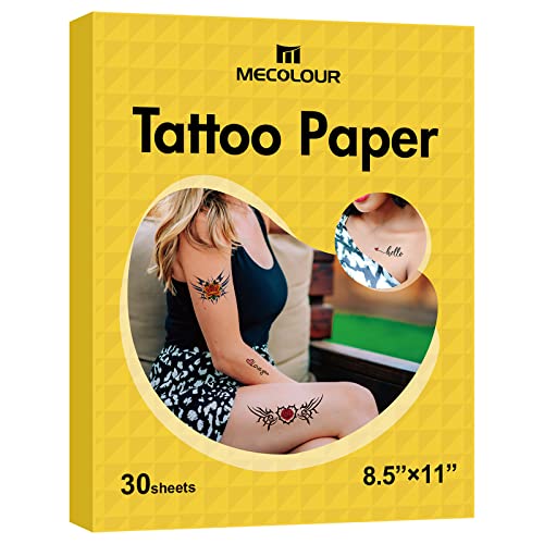 MECOLOUR Printable Temporary Tattoo Paper 8.5"X11"-30 Sets for Inkjet printer DIY Image Transfer Decal Paper for Skin, For Celebrate Festivals, Parties, Birthday Bashes,New Year