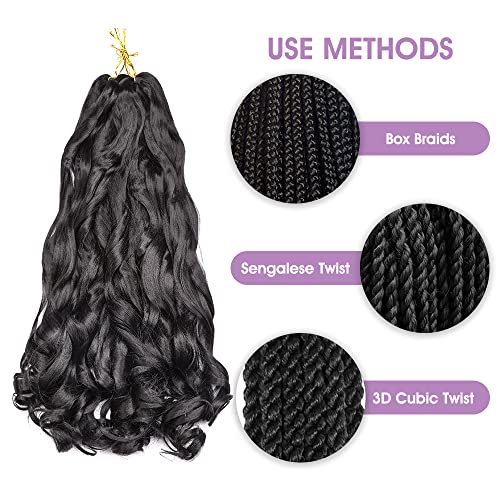 Pre Stretched Braiding Hair 20 Inch Loose Wave Crochet Extensions 8 Packs - Big Curly Bouncy Synthetic 1B