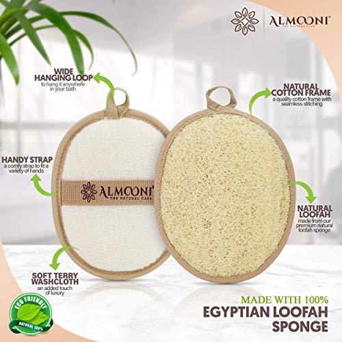 Natural Egyptian Shower Loofah Sponge & Pad Bundle for Exfoliating Skin