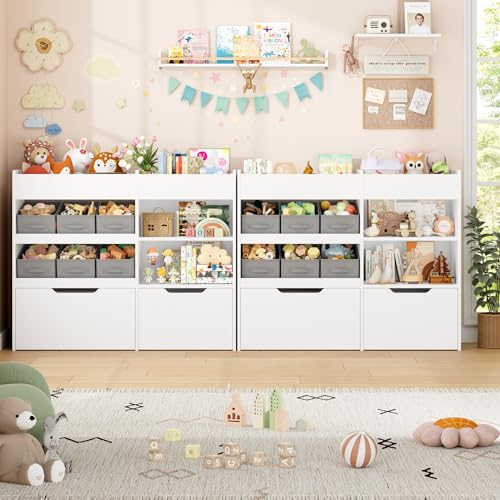 Kids Toy Storage Organizer with Bookshelf & Rolling Drawers - Safe & Space-Saving