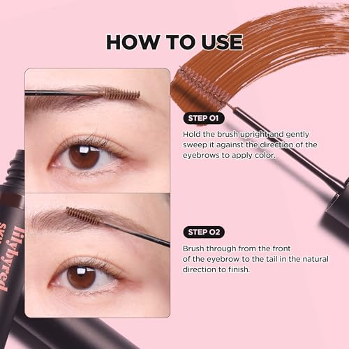 lilybyred Skinny Mes Brow Mascara | Korean 1.5mm Ultra-Slim Brush Eyebrow Mascara, Precision Application, Natural-Looking Finish, Smudge-Proof, Clump-Free, Long-Lasting, 0.12 oz. (05 Taupe Brown)