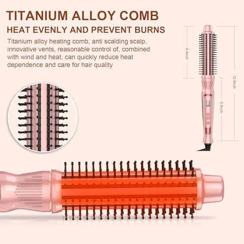 Pink 1.25 Inch Heated Curling Brush for Soft, Silky Curls & Frizz Control