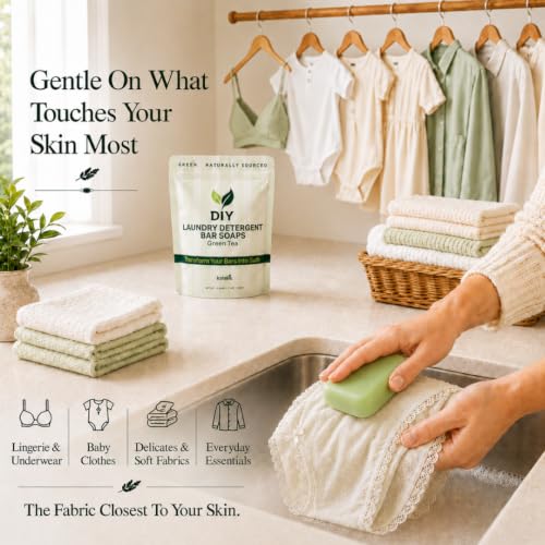 Natural Laundry Soap Bar & Stain Remover - Green Tea, 7 Bars, 24.5 oz