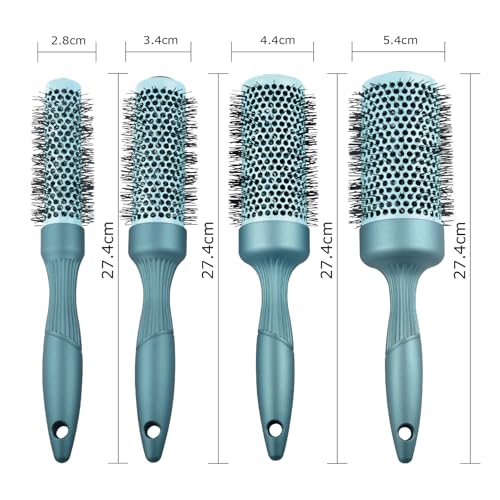 Professional Hair Brush Set for Blowouts - 4-Piece Round & Paddle Styling Brushes