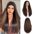 20 Inch Kinky Straight Headband Wig for Black Women 1B/30 Ombre Brown