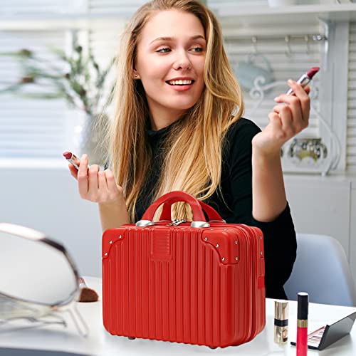 11L Makeup Travel for Women Girl, Hard Shell Vanity Cases with Elastic Band and Zipper, Portable Waterproof ABS Cosmetic Case for Travel
