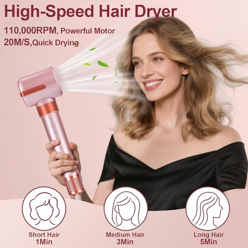 OKYUK 7-in-1 Hot Air Brush Dryer with 110,000 RPM High-Speed Motor
