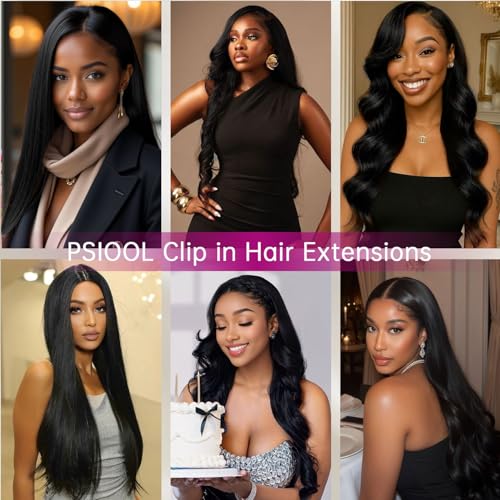 Clip in Hair Extensions 18 Inch Real Human Hair Seamless Natural Look - Variation 1B