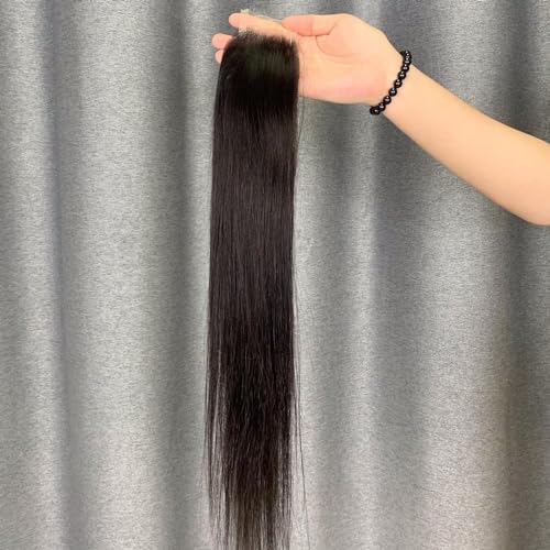 14 Inch HD Swiss Lace Melt Skin Lace Closure Long Deep Parting Human Hair - Natural Black