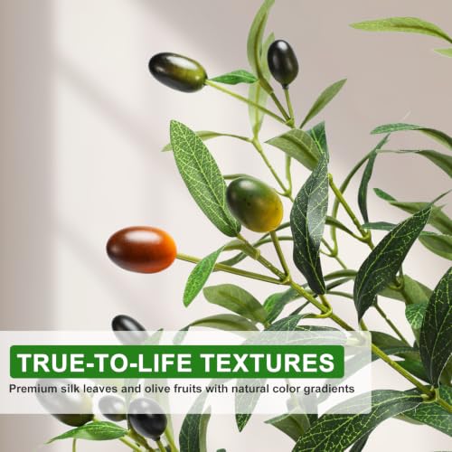 7FT Artificial Olive Tree with Lights & Planter - Faux Indoor Plant
