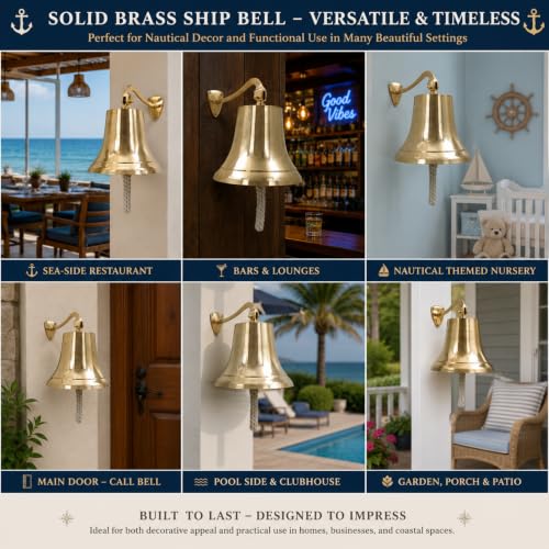 Enormous Nautical Wall Hanging Ship Bell Brass Doorbell Indoor Outdoor Decor