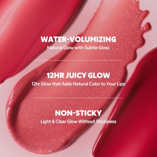 TIRTIR [*Mini Size Waterism Tinted Lip Gloss #07 Cassis Plum, 0.06 Fl Oz ? Kiss Ready Lipgloss, 12H Long Lasting Non Sticky Natural Tinted Glow Korean Multiuse Cheek and Lip Tint for Women gift