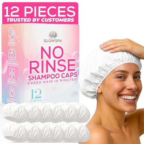 Shampoo Caps No Rinse, Gifts for Bedridden Women, Shower Caps for Women Disposable, No Rinse Shampoo Cap, Best Gifts for Bedridden Elderly (Pack of 12)