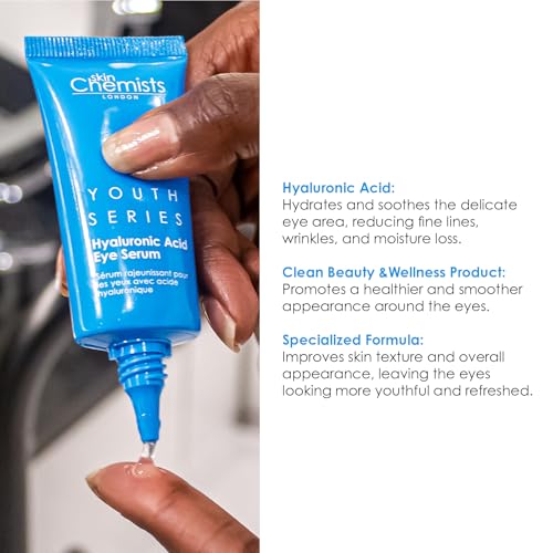 Skin Chemists Hyaluronic Acid 1% Eye Serum | Replumps, Brightens And De-Puffs Eyes | 0.5 Fl Oz