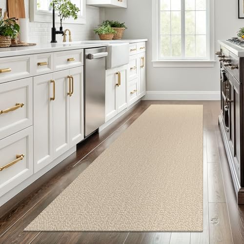 Washable Runner Rug 3x8 Ft Non Slip Foyer Rug Sand Beige - Earthall