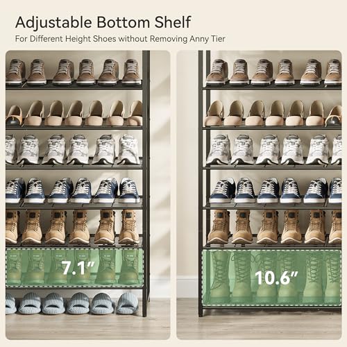 Black 12-Tier Shoe Rack Organizer for Closet - Holds 75 Pairs