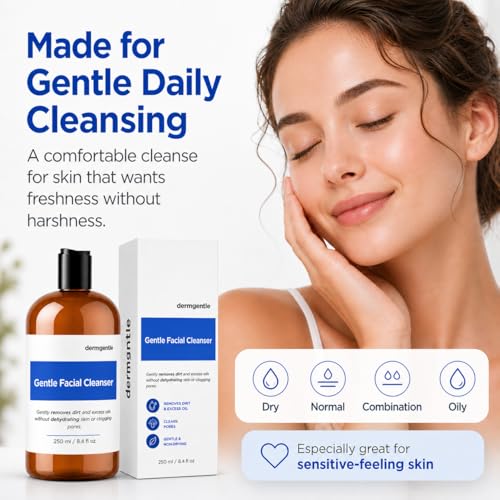 Gentle Hydrating Facial Cleanser for Sensitive Skin - Vegan, Non-Irritating, 8.4 fl oz