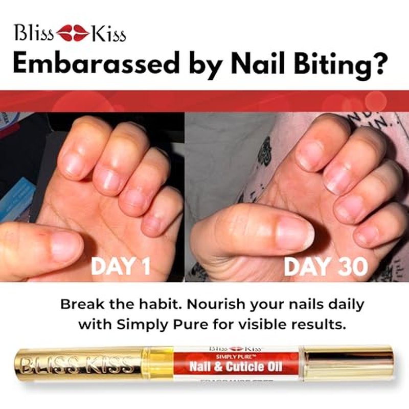 Bliss Kiss | 1 Fragrance Free | Nail Oil Cuticle Pen w/Vitamin E & Jojoba?Nail Strengthener Nail Growth Serum for Brittle Peeling Breaking Thin Nails
