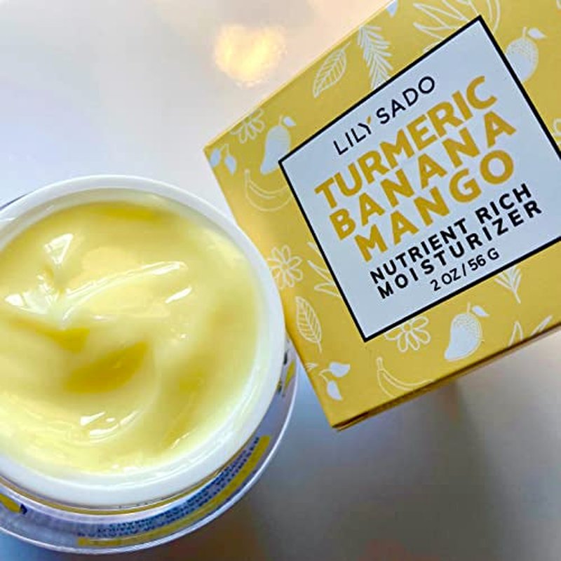 LILY SADO Turmeric Banana Mango Face Moisturizer - Luscious Creamy Nutrient-Rich Natural Daily Facial Cream w Chamomile & Rosemary - Vegan Anti-Aging Lotion For Wrinkles & Fine Lines